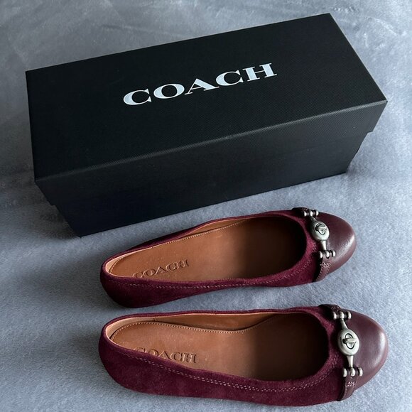 Burgundy Coach Flats 6.5 - Picture 1 of 4